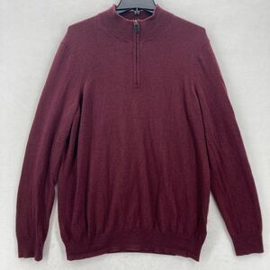 Jos. A. Bank Merino Wool Quarter Zip Sweater Mens Large Tailored Mock‎ Neck Red